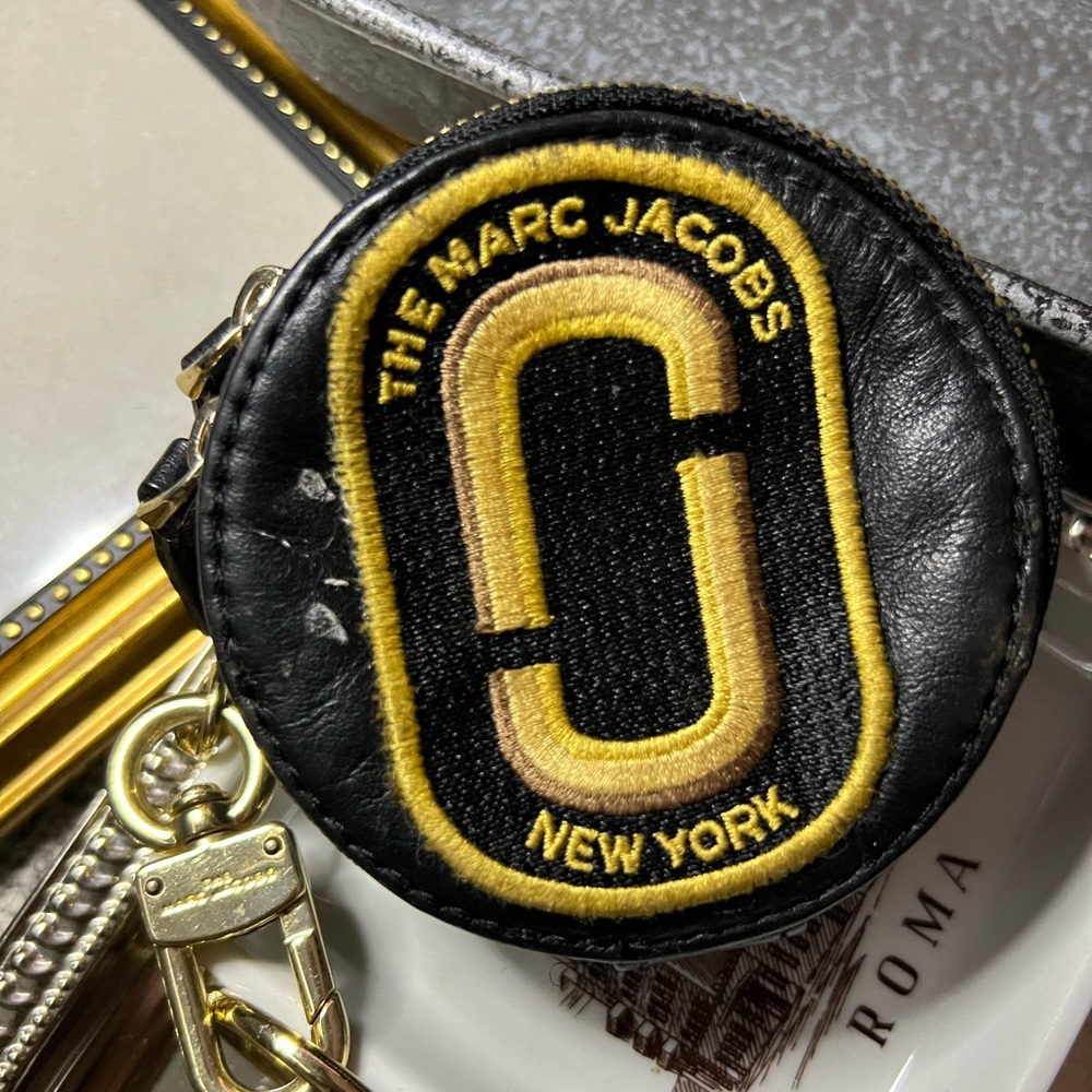 Marc Jacobs Black and Gold Logo Pouch
